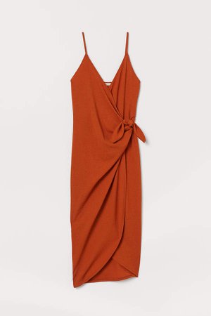 Wrap Dress with Ties - Orange