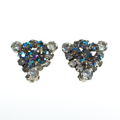 Vintage Rhinestone Earrings, Diamante and Aurora Borealis Rhinestones, - Vintage Meet Modern