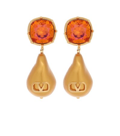 Valentino, Valentino Garavani VLOGO drop earrings with crystals and resin pearls