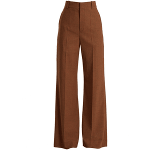 Checked wide-leg twill trousers PANTS PNG