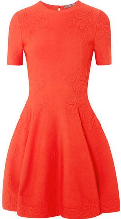 Stretch-jacquard Mini Dress - Red