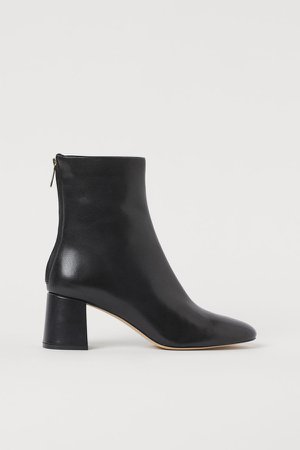 Leather Ankle Boots - Black