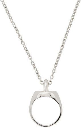 D'heygere: Silver Ring Pendant Necklace | SSENSE
