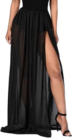 Amazon.com: Tuesdays2 Women Split Mesh Skirt See-Through Beach Party Maxi Skirts (One Size, Black) : Clothing, Shoes & Jewelry
