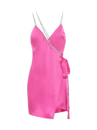 Hot pink and silver strap sleeveless mini dress