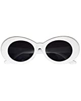 Amazon.com: My Shades - White Oval Round Sunglasses Thick Bold Retro Clout Goggles (White, Smoke), Large: Clothing