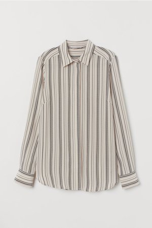 Silk Shirt - Light beige/striped - Ladies | H&M US
