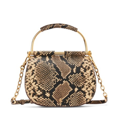 Leather snakeskin-effect mini bag , python, Lauren Ralph Lauren | La Redoute
