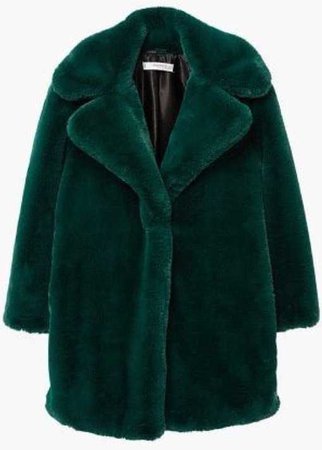 green faux fur coat