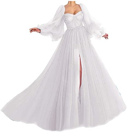 Amazon.com: Puffy Sleeve Prom Dress Long Sweetheart Tulle Ball Gown: Clothing