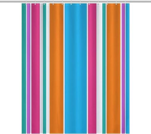 Amazon.com: Nosarte Sky Blue Hot Pink Orange White Stripes Shower Curtain Liner Set Waterproof Polyester Fabric Bathroom Curtains with 12 Hooks, 60 x 72inch : Home & Kitchen
