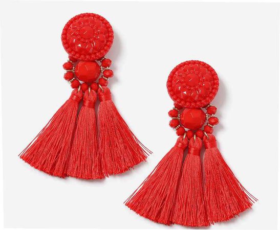 red tassel earrings