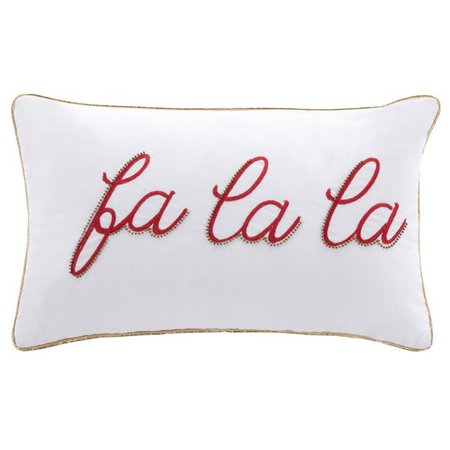 Safavieh Fa La La Christmas Decorative Throw Pillow, 12" x 20", Ivory/Red - Walmart.com - Walmart.com