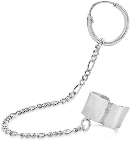Figaro Chain Link Huggie Hoop & Cuff Single Earring