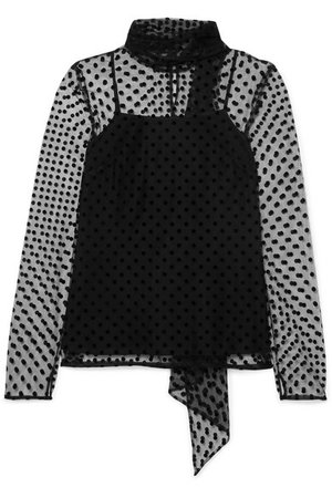 Erdem | Yvonna polka-dot flocked tulle blouse | NET-A-PORTER.COM