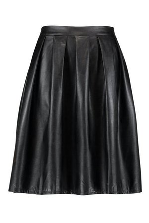 Plus Leather Look Box Pleat Midi Skirt | Boohoo