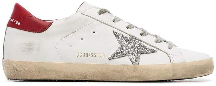 white Superstar glitter leather sneakers