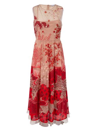 RED Valentino Floral Embroidered Sleeveless Dress