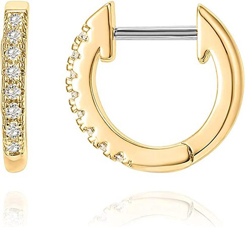 Amazon.com: PAVOI 14K Yellow Gold Plated Post Cubic Zirconia Cuff Earring Huggie Stud: Clothing, Shoes & Jewelry