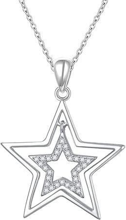 Amazon.com: Alphm S925 Sterling Silver Double Stars Necklace Pentagram Pendant Jewelry for Women Gift : Clothing, Shoes & Jewelry