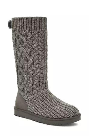 Ugg Women's Classic Cardi Cable Knit Pull-on Boots In Grey | ModeSens