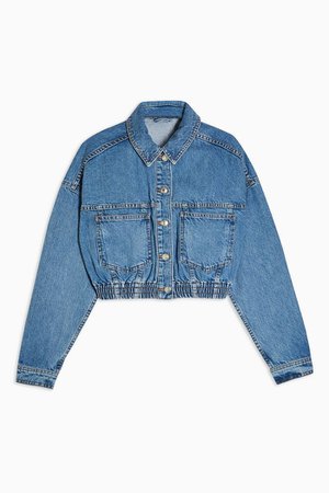 Elasticated Hem Cropped Denim Jacket | Topshop