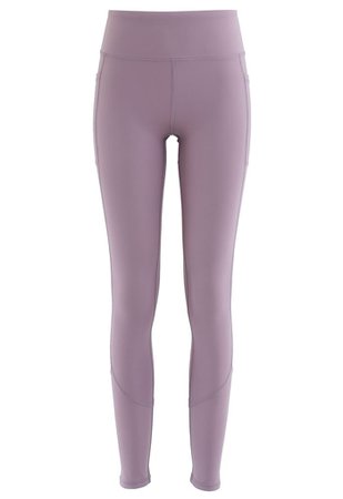 Side Pockets Seam Detail Ankle-Length Leggings in Purple - Retro, Indie and Unique Fashion