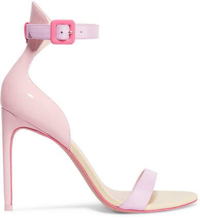 Nicole Color-block Patent-leather Sandals - Pink