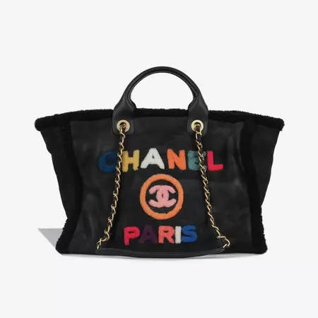 Chanel - Deauville - Large Tote - Black Shearling - Multi - GHW - 2021 | Bagista