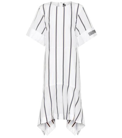 Striped cotton poplin midi dress
