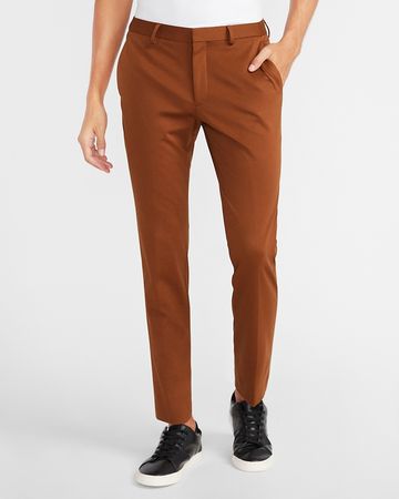 Extra Slim Solid Caramel Luxe Comfort Knit Suit Pant | Express