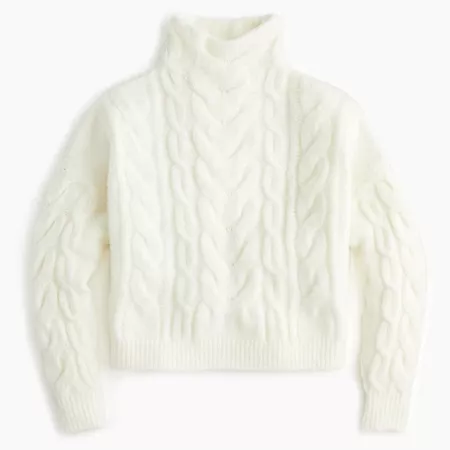 Cropped cable mockneck sweater - Women's Sweaters | J.Crew