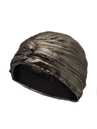 Saint Laurent Metallic-Effect Turban Hat 6215093YE Black | Farfetch
