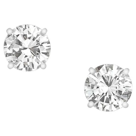 GIA Certified 4.10 Carats Diamond Stud Earrings Round Brilliant in White Gold For Sale at 1stDibs