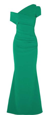 Moa One-shoulder Ruched Stretch-crepe Gown - Emerald