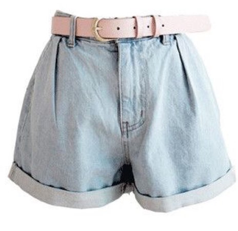 light shorts with pink belt