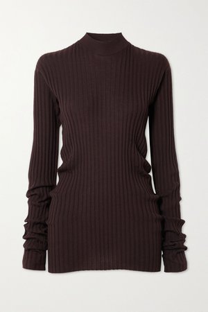Brown Ribbed-knit sweater | Bottega Veneta | NET-A-PORTER