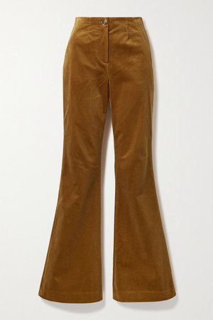 Basima Cotton-blend Corduroy Flared Pants - Saffron
