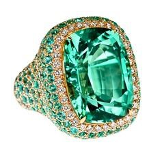 Margot McKinney Couture Sublime - Green Tourmaline, Paraiba Tourmaline and Diamond ring