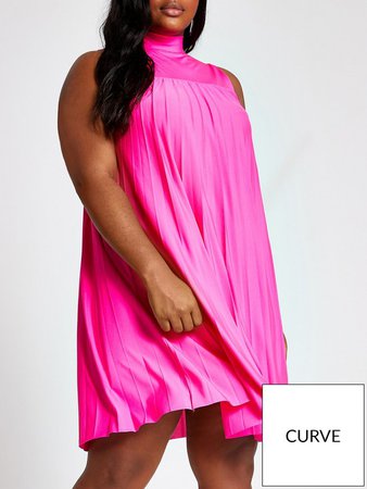 RI Plus Pleated Swing Dress-pink | very.co.uk