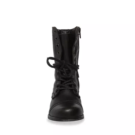 TROOPA Black Leather Combat Boot | Women's Designer Black Combat Boots – Steve Madden
