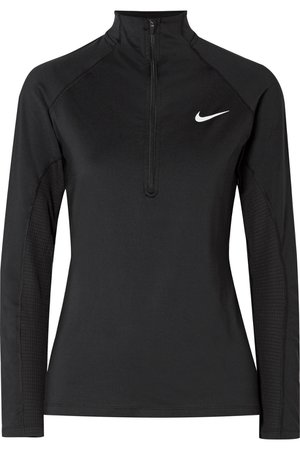 Nike | Pro Warm mesh-trimmed stretch-jersey top | NET-A-PORTER.COM