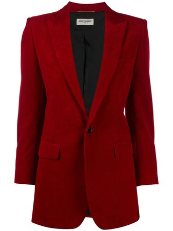 Red Saint Laurent corduroy single-button blazer - Farfetch