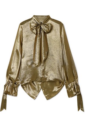 Roland Mouret | Royce pussy-bow cutout metallic silk-blend blouse | NET-A-PORTER.COM