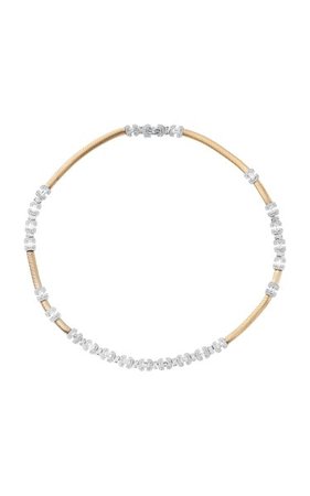 18k White & Yellow Gold Feelings Necklace With Emerald Cut Diamonds By Nikos Koulis | Moda Operandi
