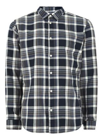 Topman: SELECTED HOMME'S Blue Checked Long Sleeve Shirt
