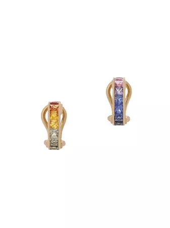 Shop Dolce&Gabbana Rainbow 18K Yellow Gold & Multicolored Sapphire Huggie Hoop Earrings | Saks Fifth Avenue