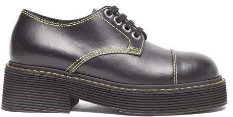 Chunky Sole Leather Derby Shoes - Womens - Black