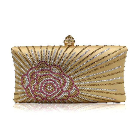 Women Evening Bag Glitter Rhinestone Clutch Purse Vintage Evening Clutch - Rose Gold - CL17YSW05RR