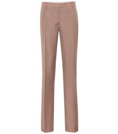 Mid-rise straight mohair-blend pants